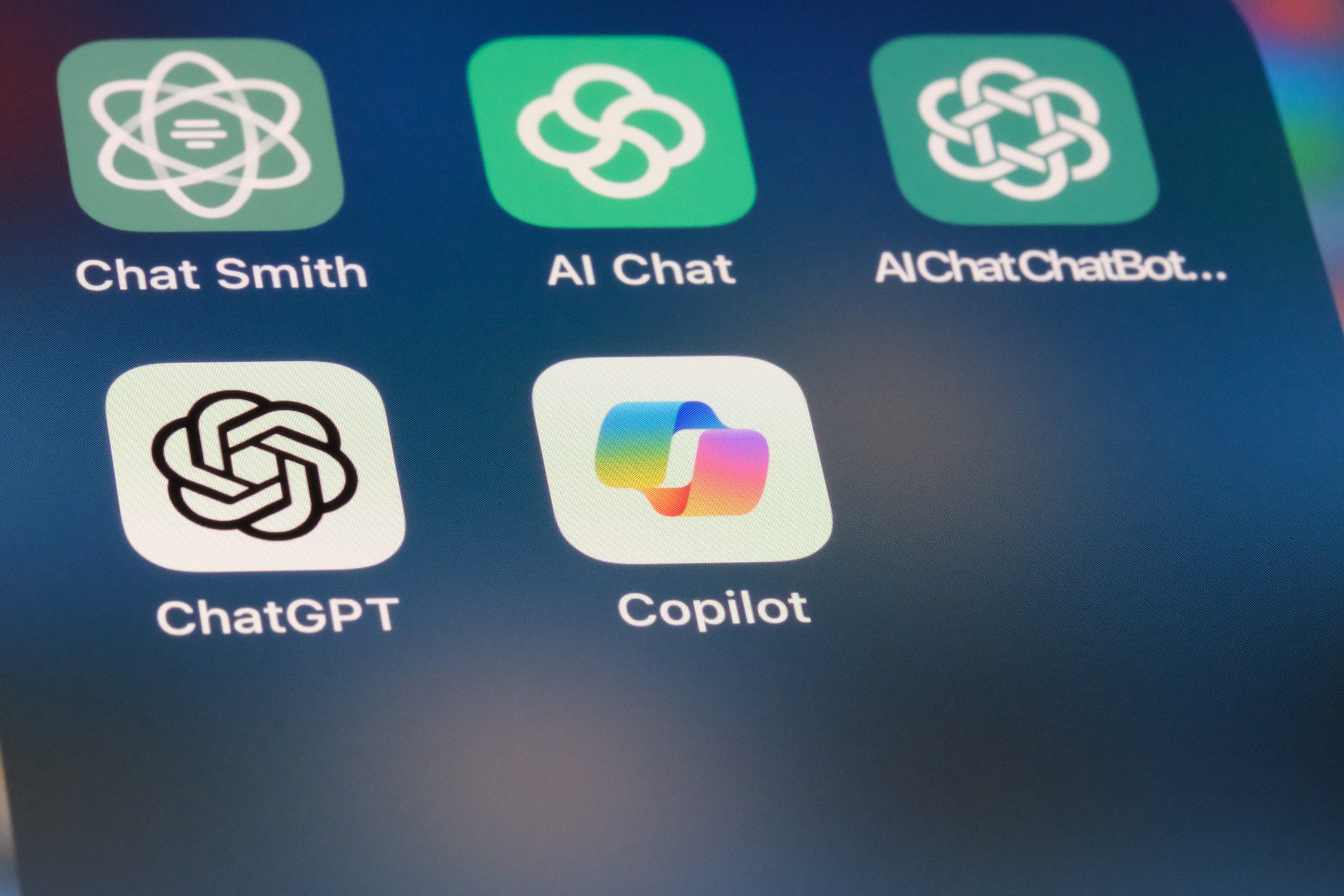 Microsoft Copilot, OpenAI ChatGPT and assorted AI chatbot apps