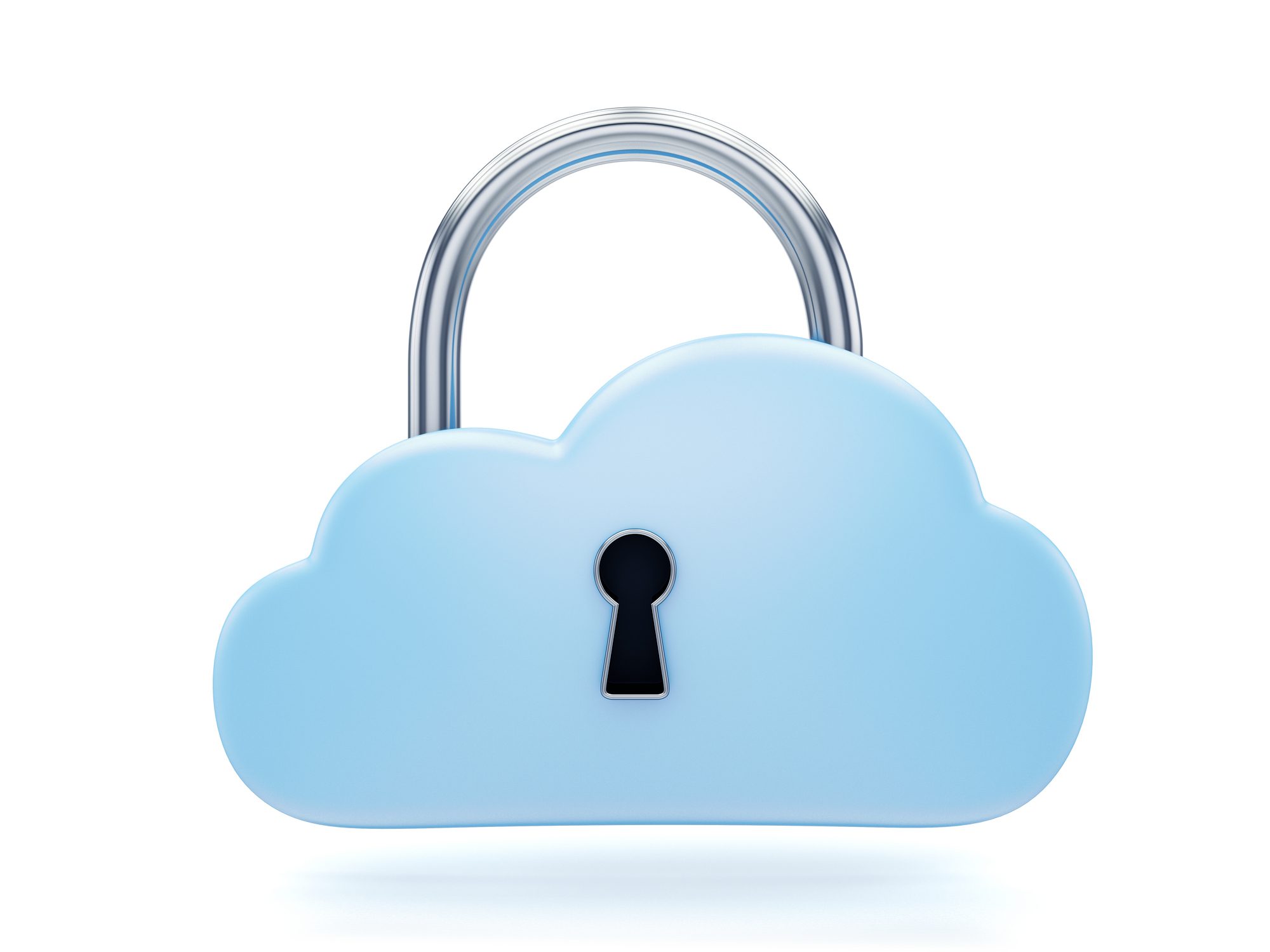 Cloud symbol as a padlock in a 3D render